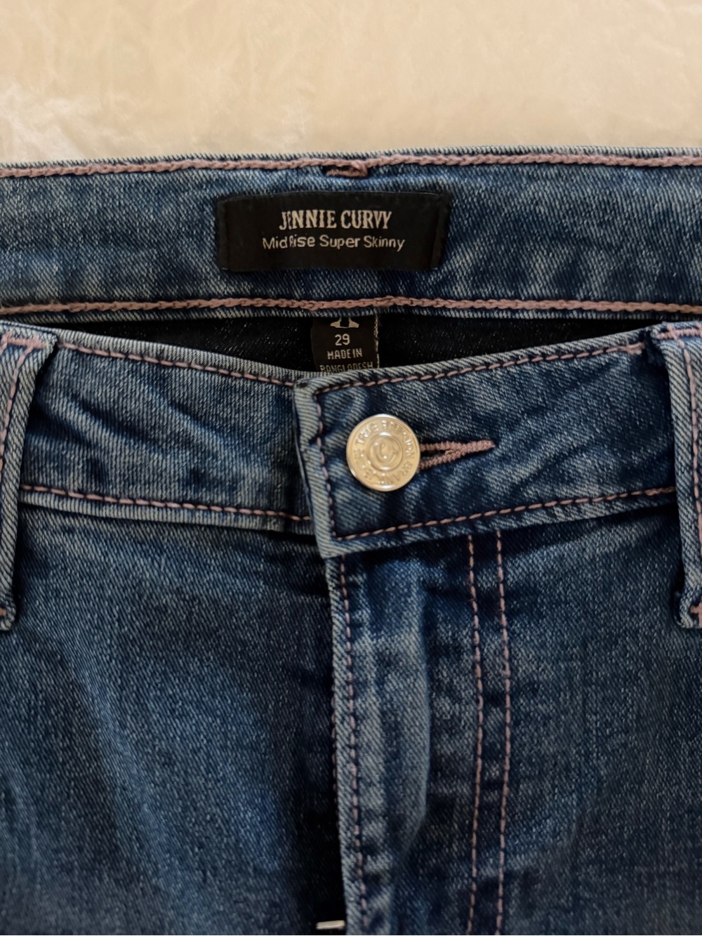 True Religion Jennie Curvy Midrise Super Skinny Jeans in Dark Blue